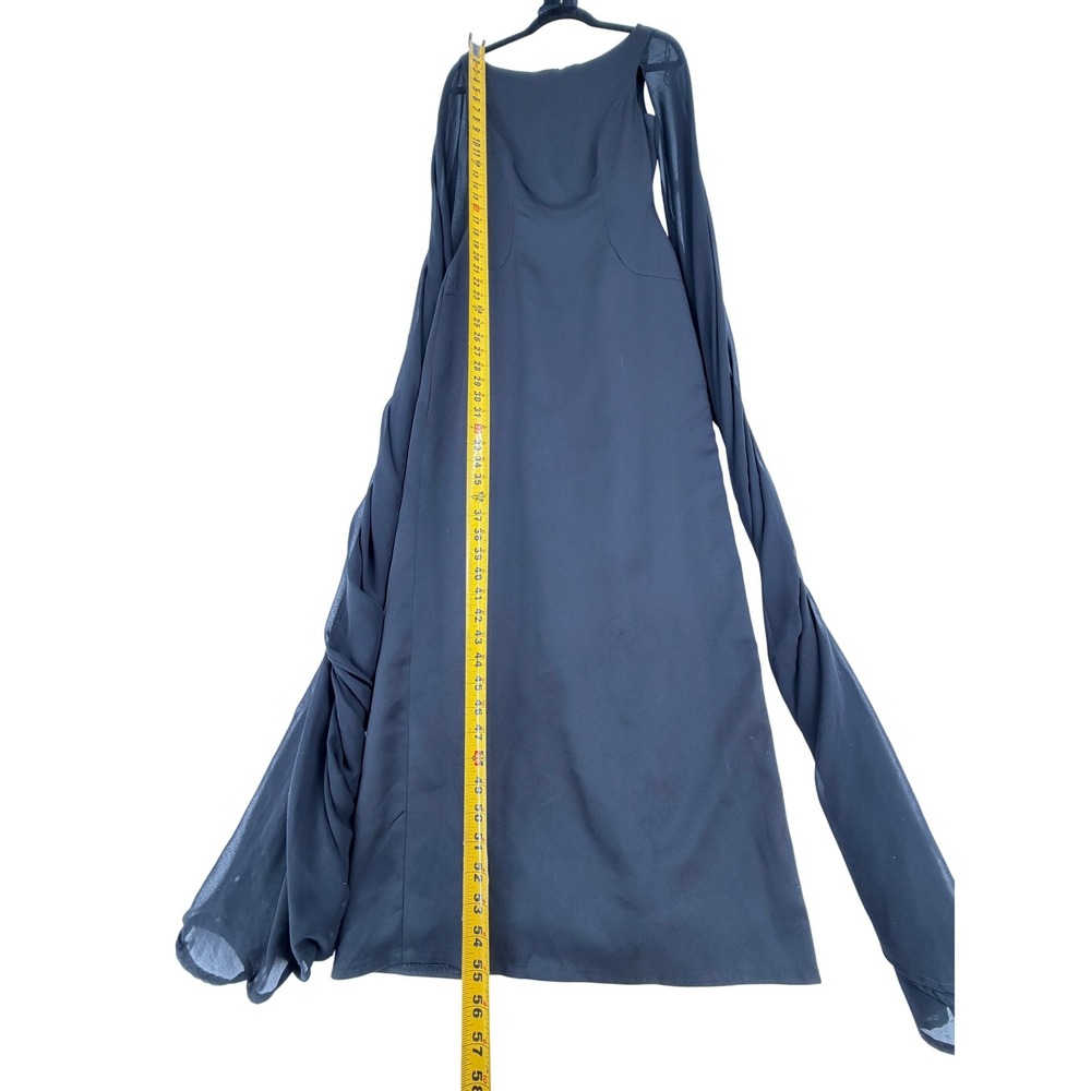 Adrianna‎ Papell Satin Column Gown with Chiffon Cape - Picture 5 of 13